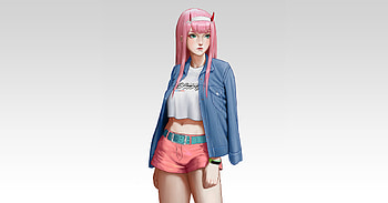 Hot, zero two, urban girl, jeans jacket, artwork HD wallpaper
