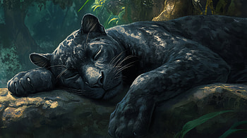 of a Sleeping Black Panther, Animal, black panther, sleeping, artistic HD wallpaper