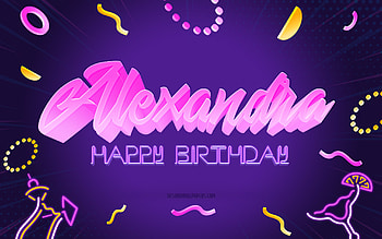 Happy Birtay Alexandra, , Purple Party Background, Alexandra, creative art, Happy Alexandra birtay, Alexandra name, Alexandra Birtay, Birtay Party Background HD wallpaper