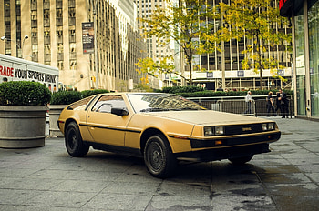 Great-Scott-A-Gold-DeLorean, Gold, Outdoors, 2 Door, Delorean HD wallpaper