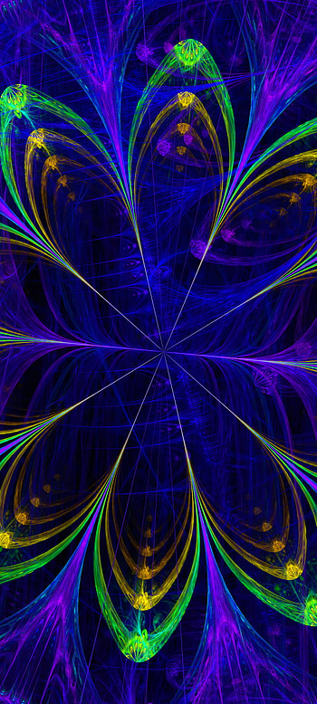 Neon Fractal Bloom, Petal Arc Mandala, Aurora Pattern Glow, Midnight Mobile Mandala, Abstract, pattern HD phone wallpaper