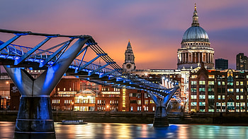 St. Paul's Cathedral, Millennium Bridge, Nighttime beauty, London cityscape HD wallpaper