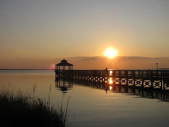 Enjoying The View, man, gazebo, pier, view, lake, sunset HD wallpaper