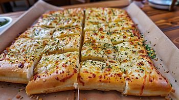 Savory Garlic Bread Delight, food, garlic bread, cheese, pizza HD wallpaper
