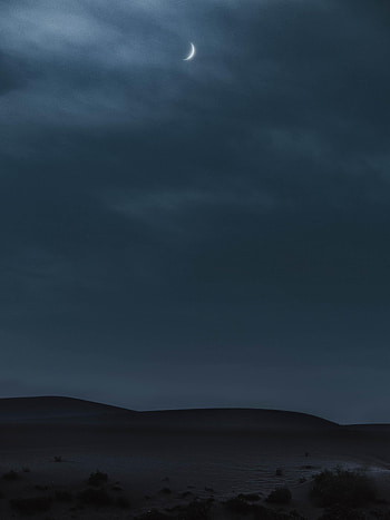Nature, Night, Twilight, Moon, Desert, Dusk, Hills HD phone wallpaper