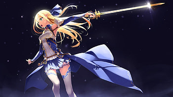 Elf girl, sword, anime, pretty, beautiful, blonde hair, girl, elf HD wallpaper