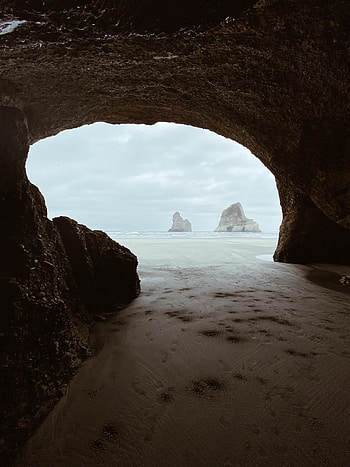 Nature, Sea, Beach, Rocks, Cave HD phone wallpaper