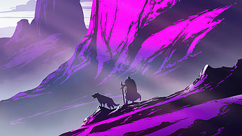 Purple Peaks , wolf, warrior, artist, artwork, digital-art, deviantart HD wallpaper