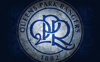Queens Park Rangers FC, English football team, blue background, Queens Park Rangers FC logo, grunge art, EFL Championship, London, football, England, Queens Park Rangers FC emblem HD wallpaper
