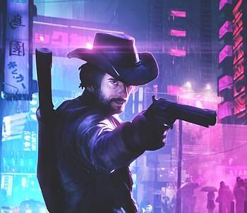 Cyberpunk Cowboy, artist, artwork, cyberpunk, artstation HD wallpaper