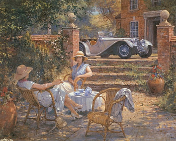 Alan Fearnley art, alan fearnley, lazy, painting, art, car, afternoon, woman HD wallpaper