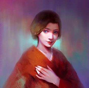 Wen Yuhang, kimono, fantasy, asian, portrait, red, girl, ogouo, frumusete, luminos HD wallpaper