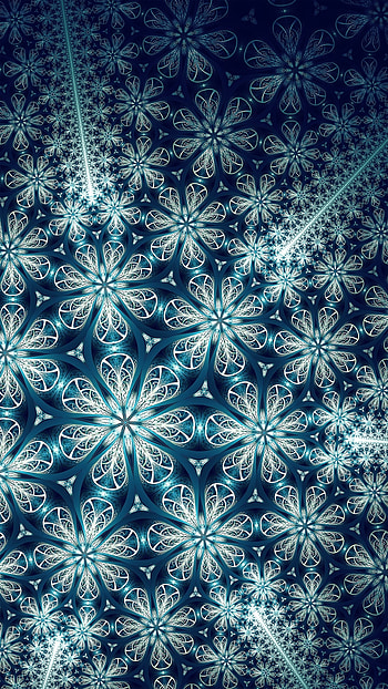 Floral pattern, blue, fractal, abstract HD phone wallpaper