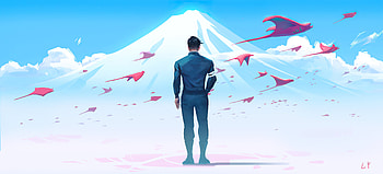 Classy Man Standing Mountains , artist, artwork, digital-art, artstation HD wallpaper