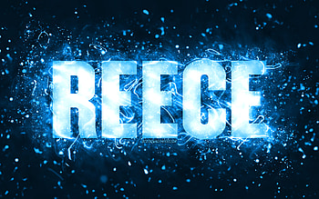 Happy Birtay Reece, , blue neon lights, Reece name, creative, Reece Happy Birtay, Reece Birtay, popular american male names, with Reece name, Reece HD wallpaper