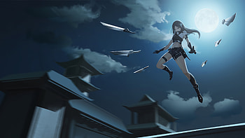 Anime Girl Attack Swords Small Weapons , anime-girl, anime, artist, artwork, digital-art HD wallpaper