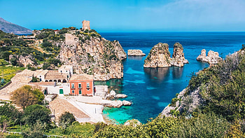 Castellammare del Golfo, Scopello Sicily, Seaside hotels, Panoramic views HD wallpaper