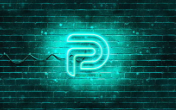 Parler turquoise logo, , turquoise brickwall, Parler logo, social networks, Parler neon logo, Parler HD wallpaper