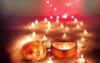 rose, candles, holiday, flower HD wallpaper
