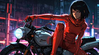 Mikasa Ackerman Cyberpunk Motorcycle Warrior, artist, artwork, art, digital-art, ai, cyberpunk, biker, deviantart HD wallpaper