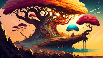 Neon tree, AI Art, tree, fantasy HD wallpaper