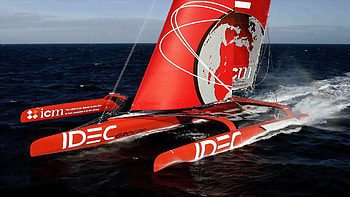 Catamaran, Red and white, Boat trimaran, High-speed race HD wallpaper