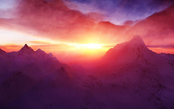 Nature, Mountains, Snow, Dawn, Shine, Light HD wallpaper
