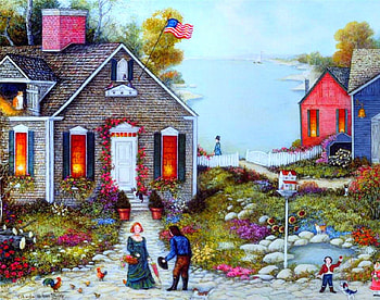 New day, folk, art, painting, house HD wallpaper