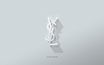 Yves Saint Laurent logo, white background, Yves Saint Laurent 3d logo, 3d art, Yves Saint Laurent, 3d Yves Saint Laurent emblem HD wallpaper