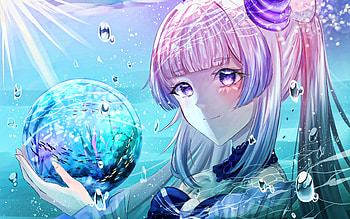 Sangonomiya Kokomi, Hydro characters, Genshin Impact, underwater, manga, Sangonomiya Kokomi Genshin Impact, Kokomi HD wallpaper