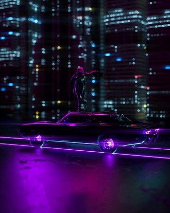 Art, Dark, Silhouette, Car, Movement, Traffic, Neon HD phone wallpaper