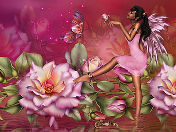 Fairy, abstract, butterfly, fantasy, flowers HD wallpaper