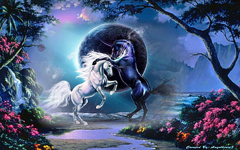the struggle between good and evil, mystic, horses, horse, fantasy HD wallpaper
