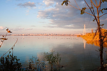 Vaya lake, reflection, graphy, bulgaria, sky, water, lake, tree HD wallpaper