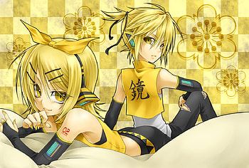 Len & Rin, sexy, blue eyes, brothers, cute, girl, vocaloid, anime, boy, short hair, kagamine rin, blonde hair, kagamine len HD wallpaper