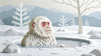 Charming Snow Monkey in Ultra, snow monkey, monkey, snow, winter, hot spring HD wallpaper
