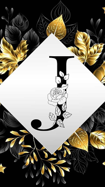 J Name, Golden, Black, Design HD phone wallpaper