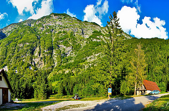 Nature, Houses, Mountains, Road, Shadows, Clear, I See, Small Houses, Slovenia HD wallpaper