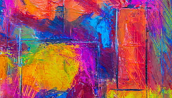 Colorful abstract acrylic painting featuring vivid colors and bold brush strokes, enhancing any space. HD wallpaper