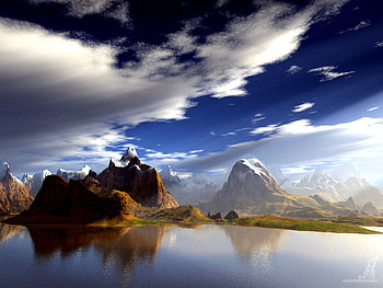 Wonderful landscape, landscape, sky, lake, cloud HD wallpaper