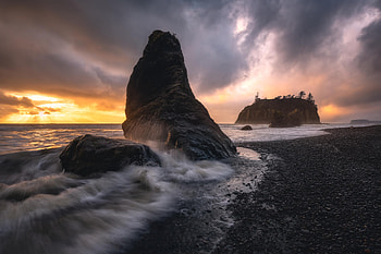Ruby beach sunset, Washington State travels HD wallpaper