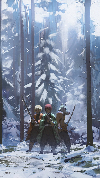 Tanjiro Kamado, Zenitsu Agatsuma, Inosuke Hashibira, Anime, Demon Slayer: Kimetsu no Yaiba HD phone wallpaper
