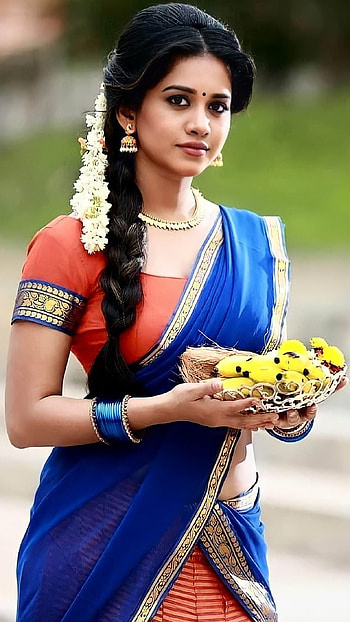 Nabah natesh, telugu actress, saree beauty, traditional HD phone wallpaper
