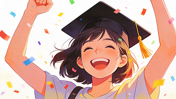 Graduation Joy — Cap Toss, Anime Girl HD wallpaper