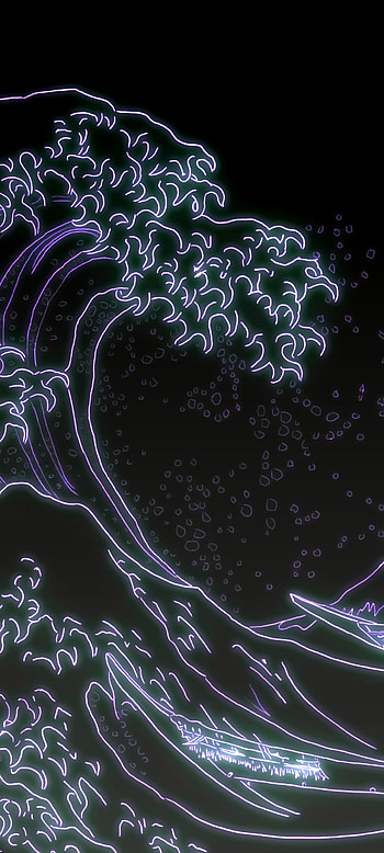 Vapor-wave, aesthetic, art, neon, asian, kanagawa, Japanese, water, vaporwave HD phone wallpaper
