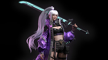 Girl With Neon Sword , warrior, artist, artwork, digital-art, sword, artstation HD wallpaper
