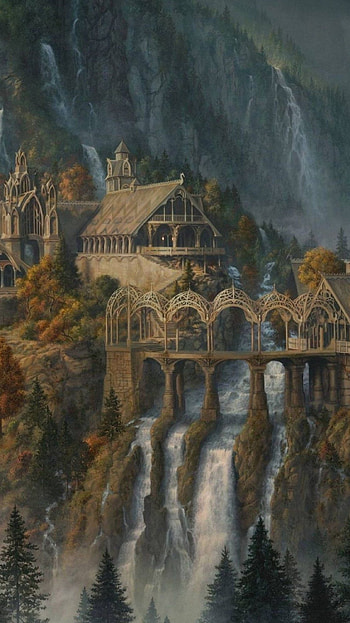 Rivendell, LOTR , Fantasy landscape, Middle-earth castle HD phone wallpaper