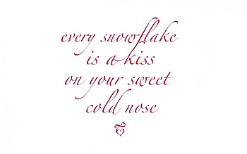 Snowflake, sweet, winter, words, white, cold, nose, snow, kiss HD wallpaper