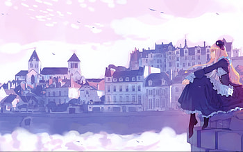 Anime Fantasy Girl, anime gal, gal, anime, castle HD wallpaper