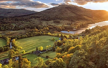 Nature, Rivers, Trees, Mountains, View From Above, Field, Scotland HD wallpaper